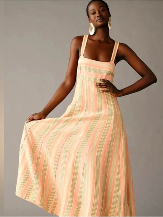 Anthropologie Dresses & Skirts - Anthropologie Peach and Cream Striped Maxi Dress